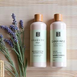 Miljøvennlige rengjøringsprodukter på en treoverflate.