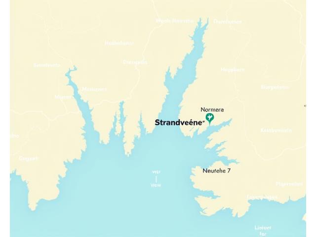 Kart over Bergen med markering for Havbris Interiørs showroom på Strandveien